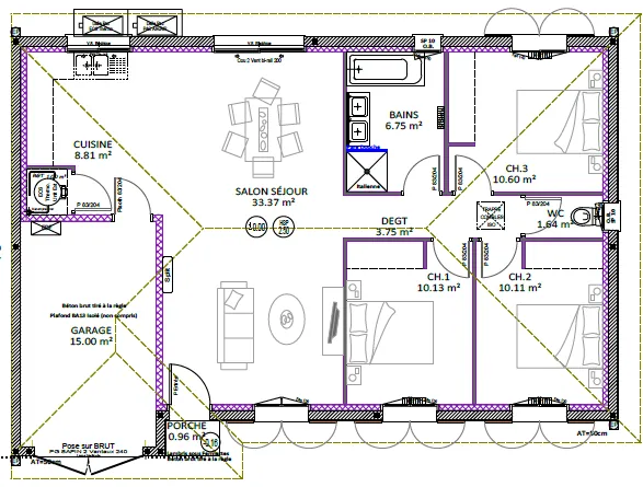 Maison neuve 3 chambres avec garage à Narrosse près de Dax 