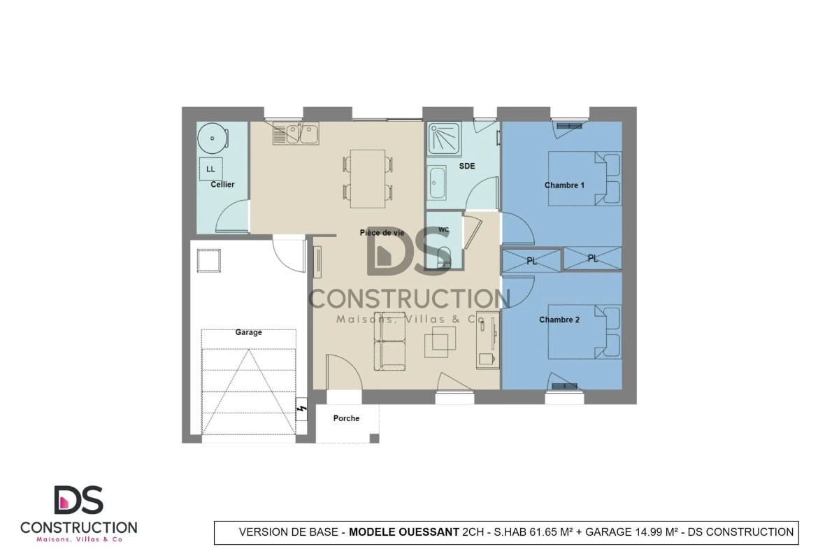 Maison de 62 m² avec 2 chambres, garage et luminosité optimale à Scorbe-Clairvaux 