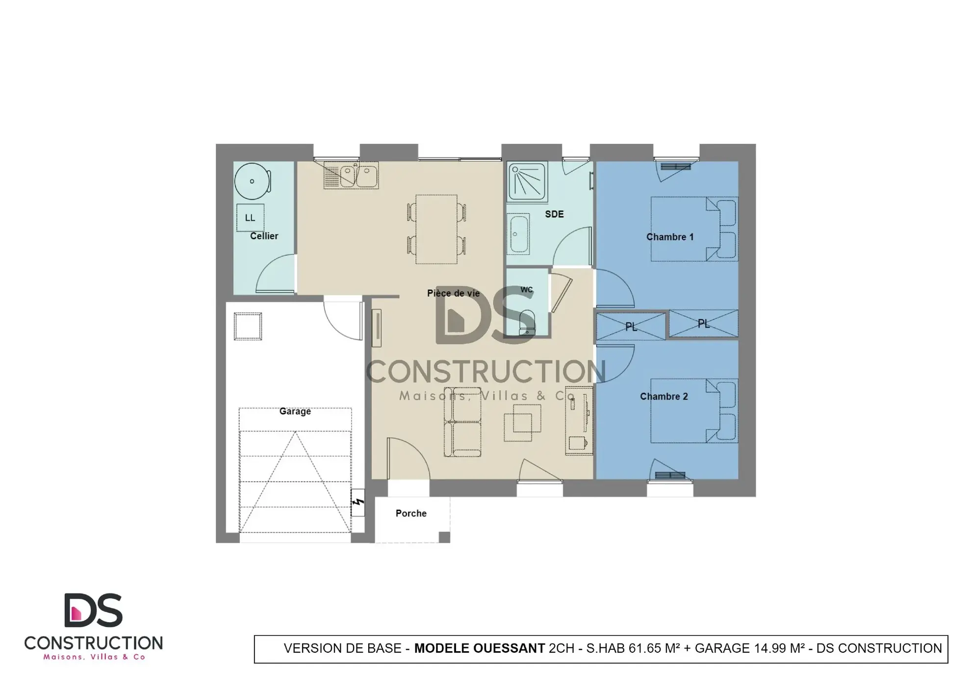 Maison de 62 m² avec 2 chambres, garage et luminosité optimale à Scorbe-Clairvaux 