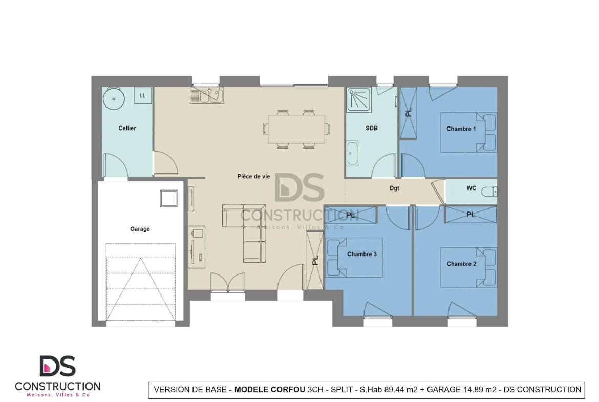 Modèle de maison neuve Corfou 101 m² avec 3 chambres à Availles-en-Châtellerault 
