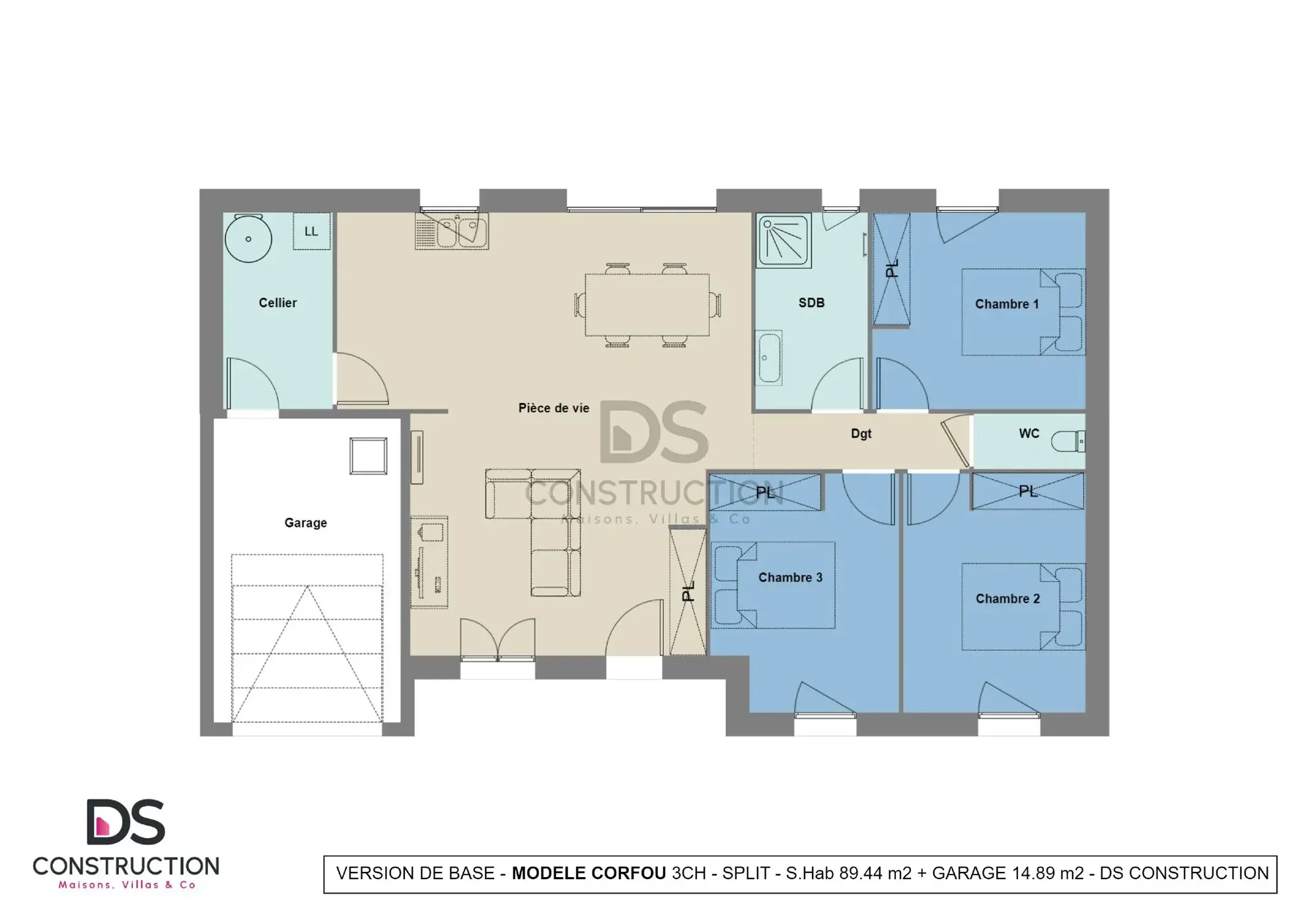Modèle de maison neuve Corfou 101 m² avec 3 chambres à Availles-en-Châtellerault 