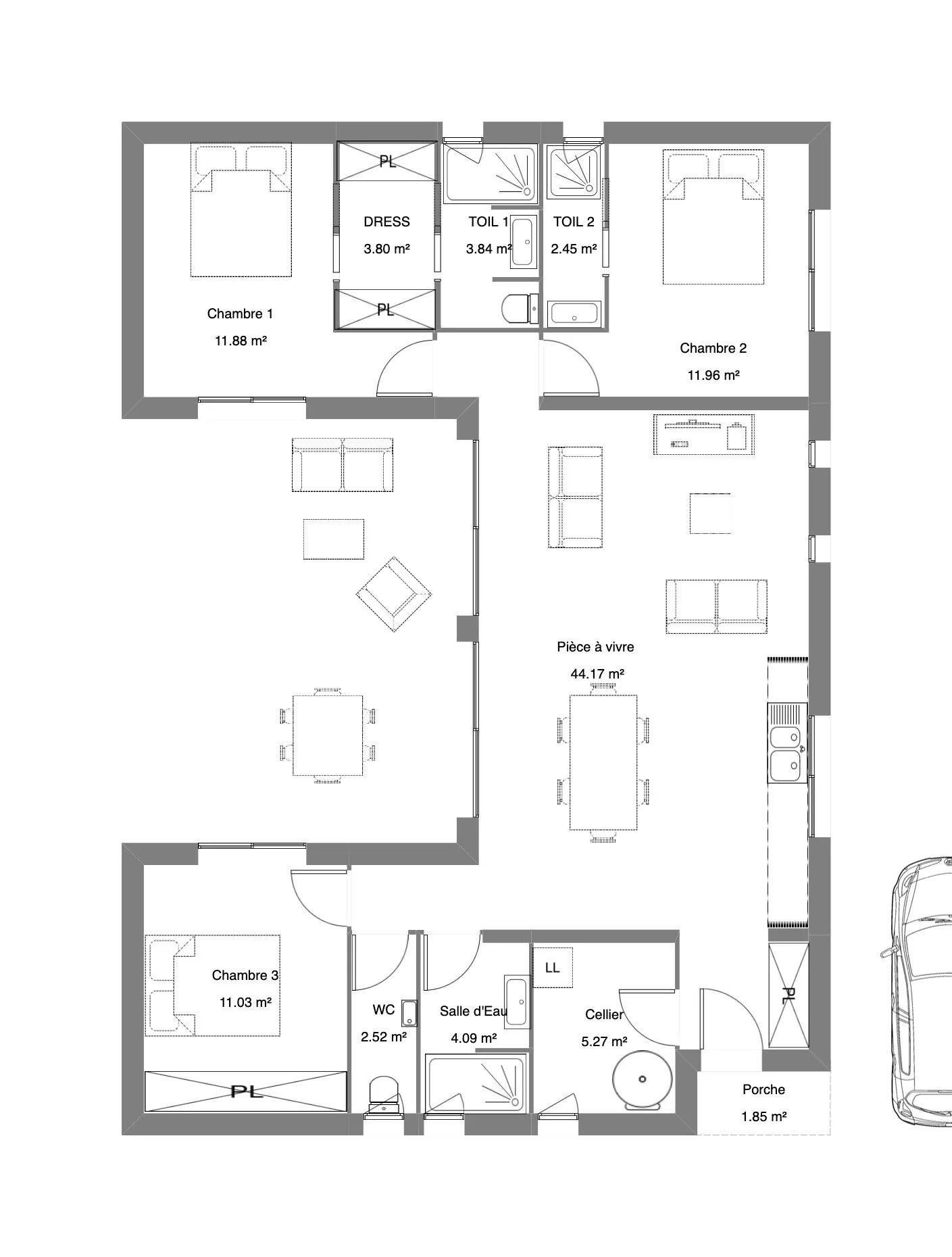 Maison neuve à Pissos entre Bordeaux et Mont-de-Marsan - 3 chambres, spacieux, prêt à peindre 