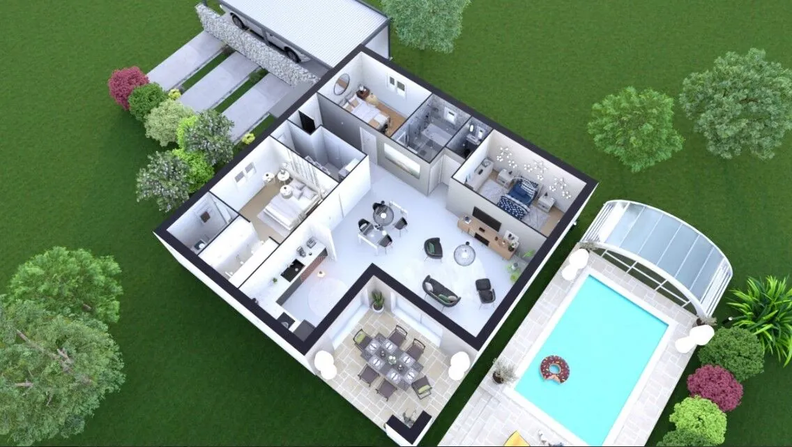 Maison neuve avec terrain à Bougue près de Mont de Marsan - 99 m² 