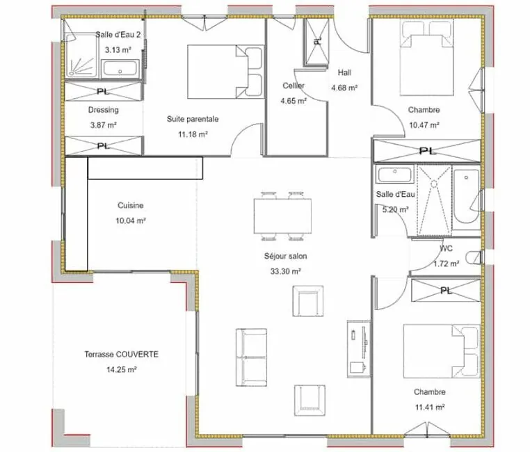 Maison neuve avec terrain à Bougue près de Mont de Marsan - 99 m² 