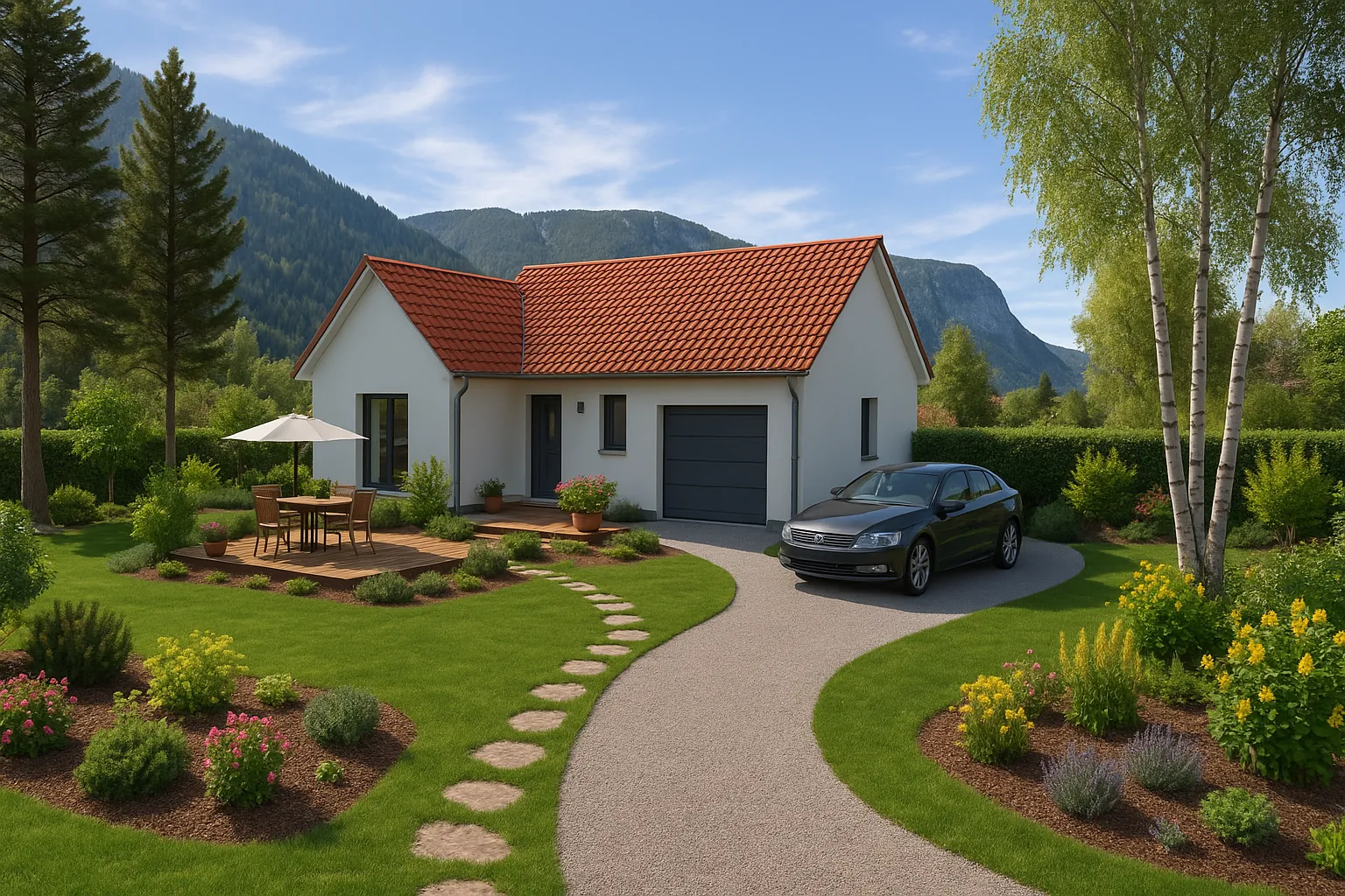 Maison neuve écologique de 90 m² avec grand jardin à Peyrieu 
