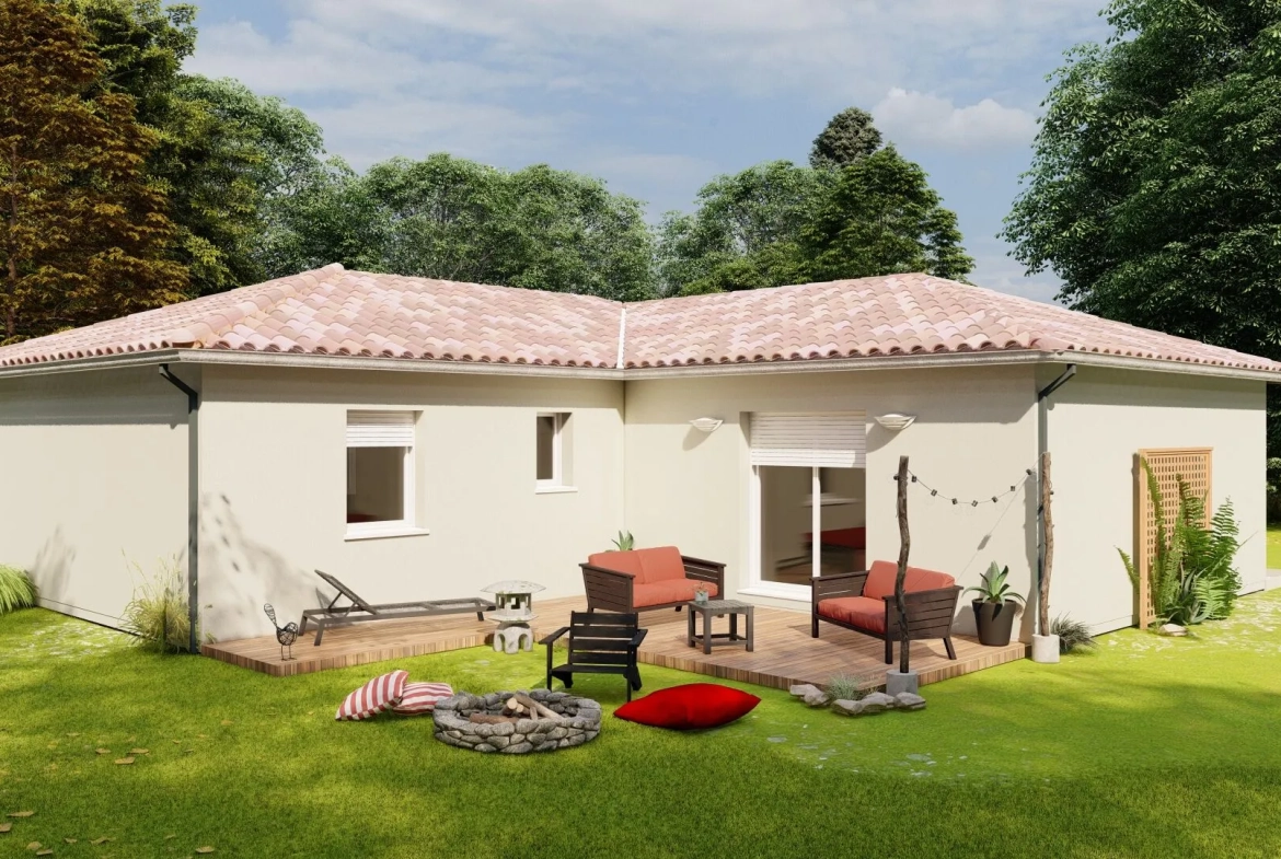 Modèle LISBONE à Bergerac : maison en L avec 3 chambres, garage et grande parcelle 