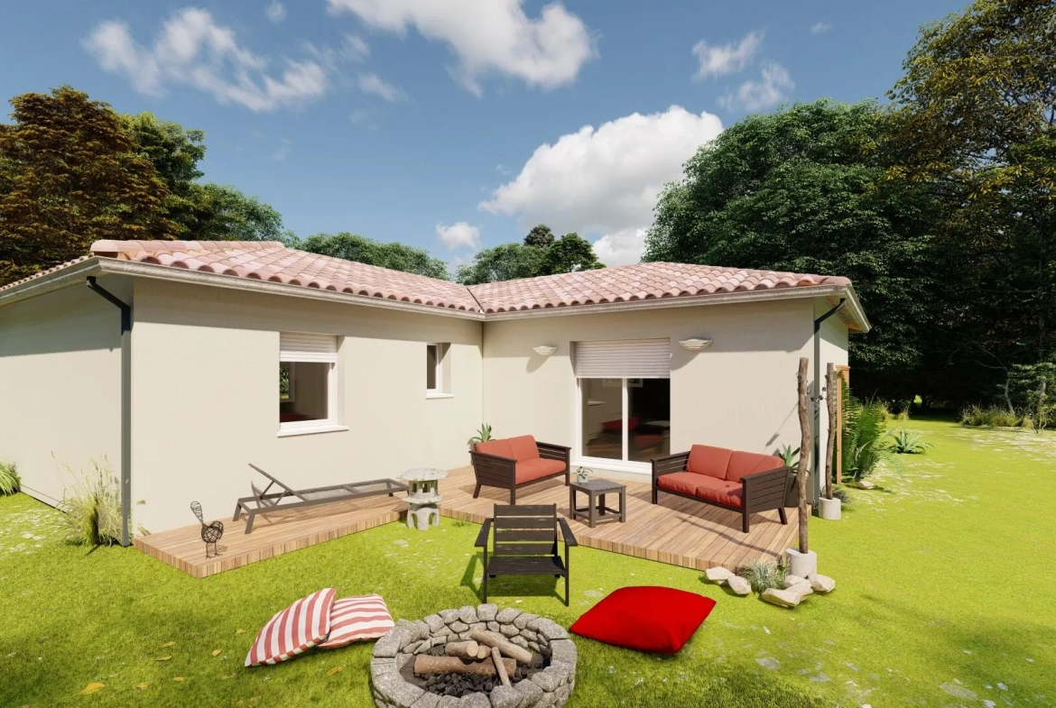 Modèle LISBONE à Bergerac : maison en L avec 3 chambres, garage et grande parcelle 