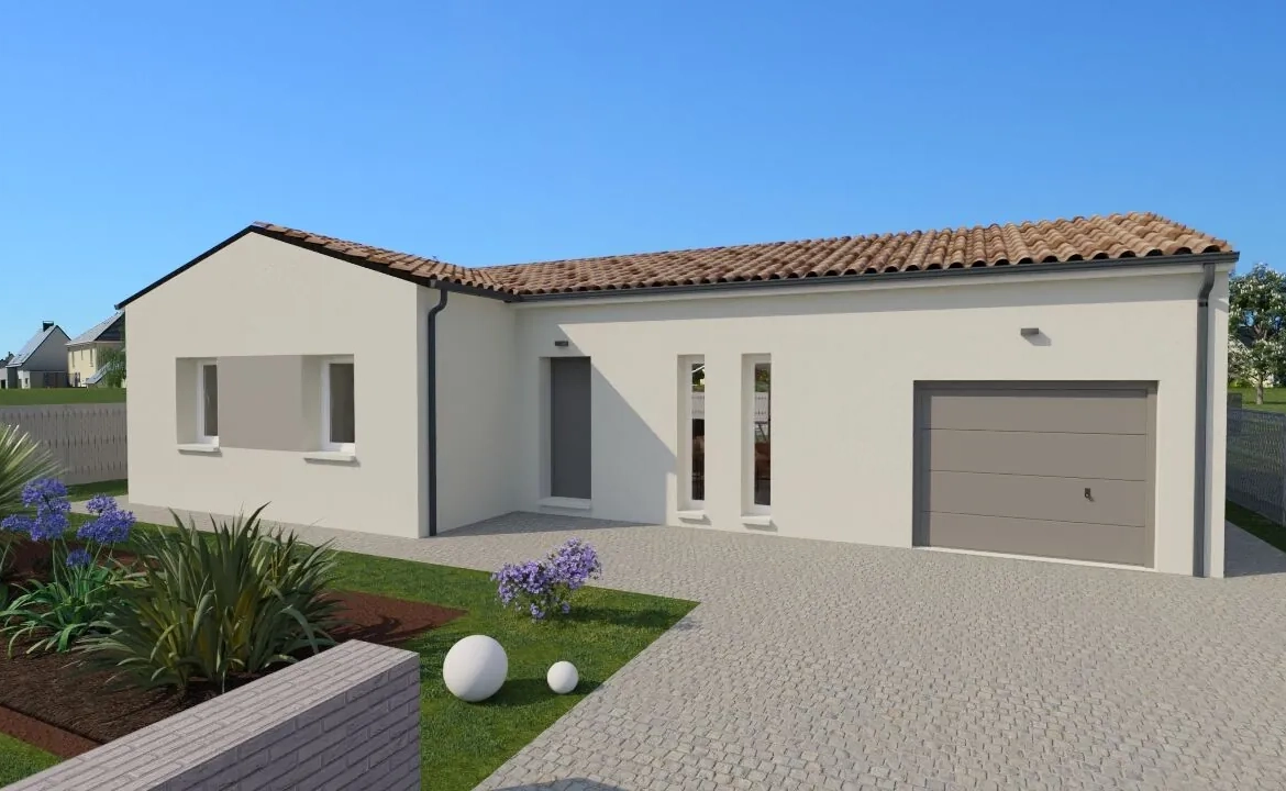 Maison moderne Ibiza de 92 m² à Thuré, 3 chambres et garage, norme RE2020 