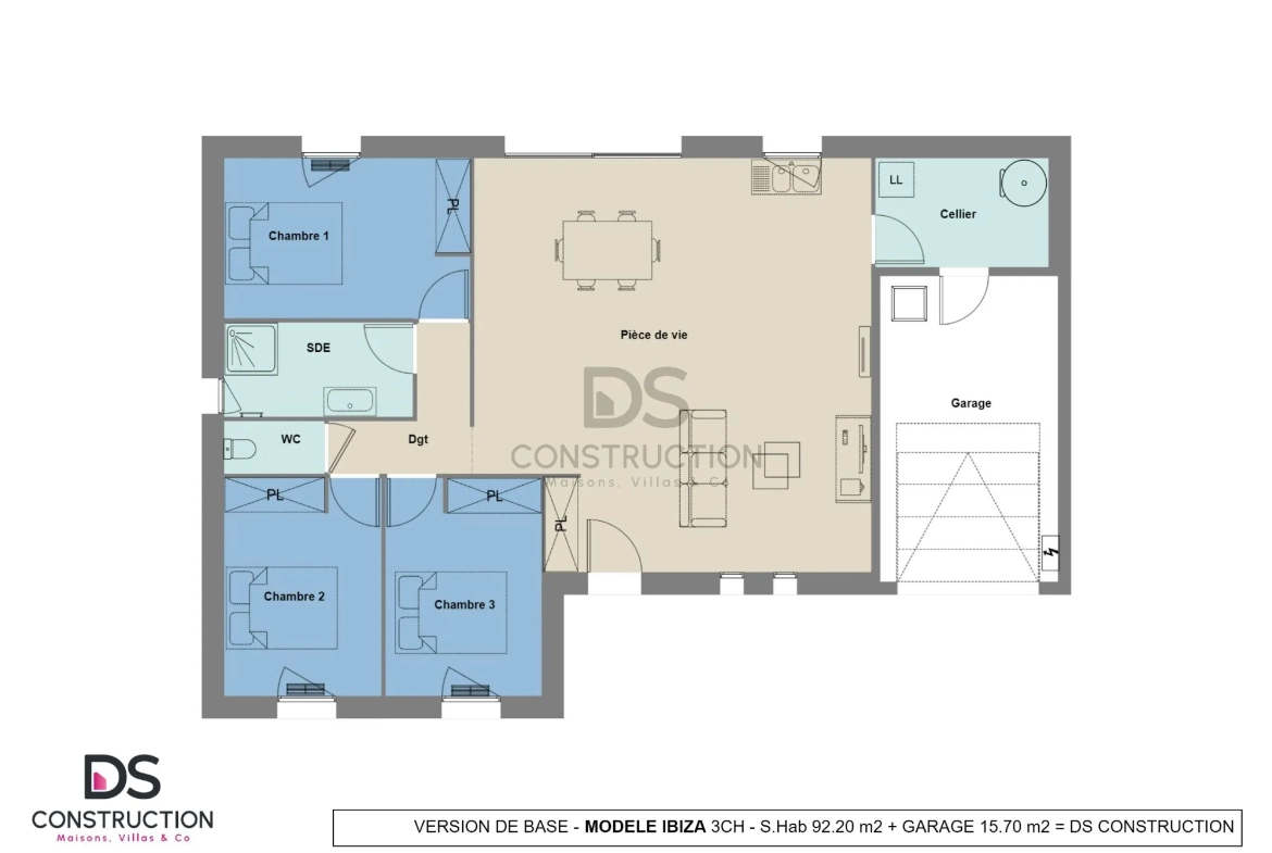 Maison moderne Ibiza de 92 m² à Thuré, 3 chambres et garage, norme RE2020 