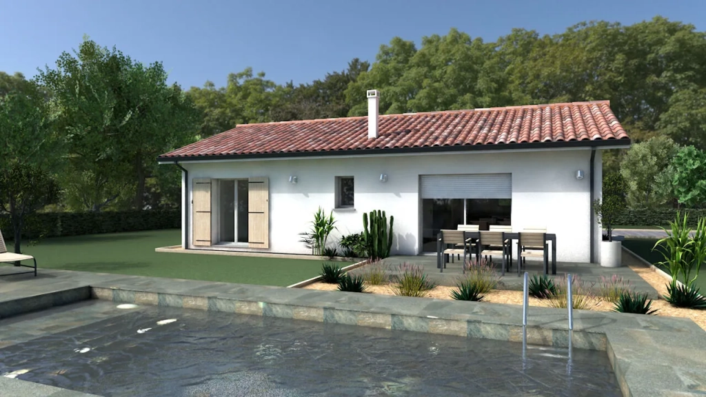 Terrain viabilisé et maison moderne à Campagne, proximité Mont de Marsan