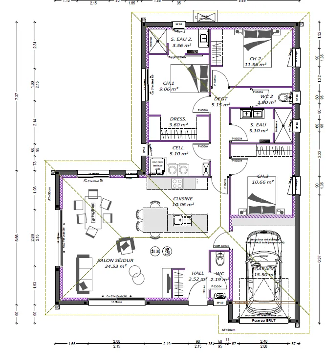 Maison personnalisée 3 chambres avec garage à Pontonx-sur-l'Adour 