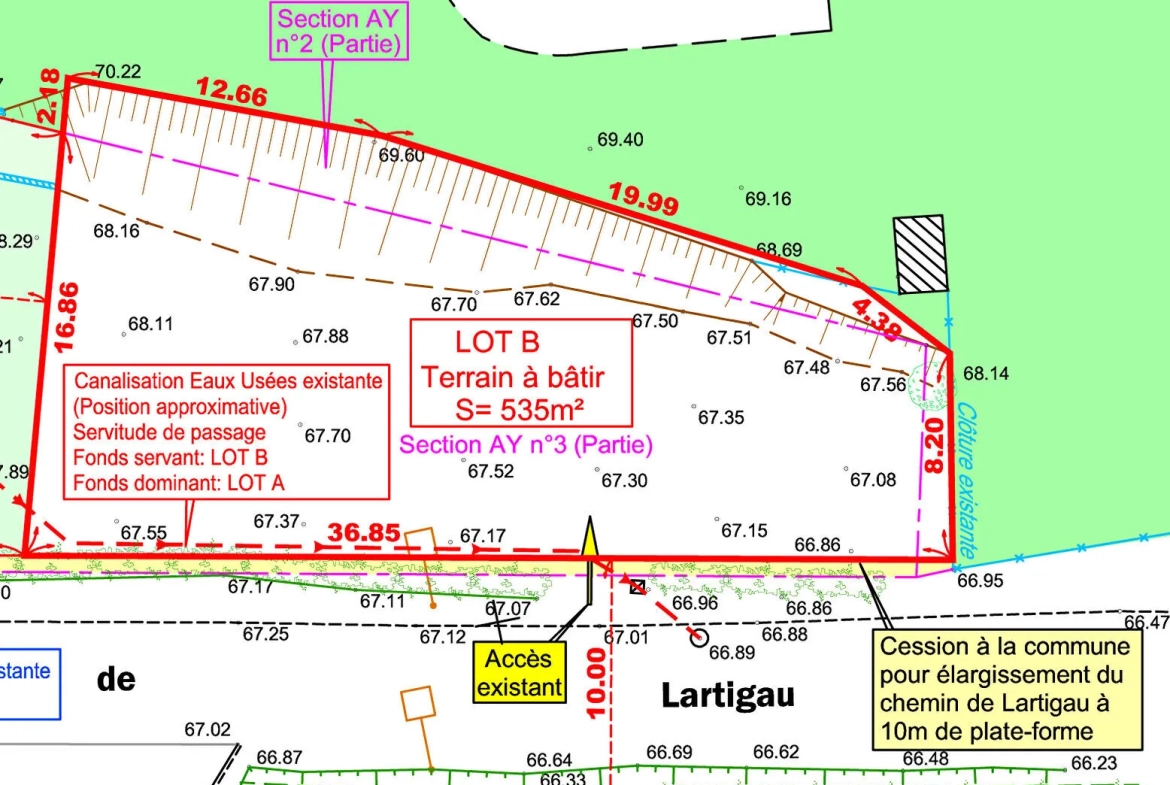 Terrain constructible de 535 m² avec vue montagne à Bassussarry 
