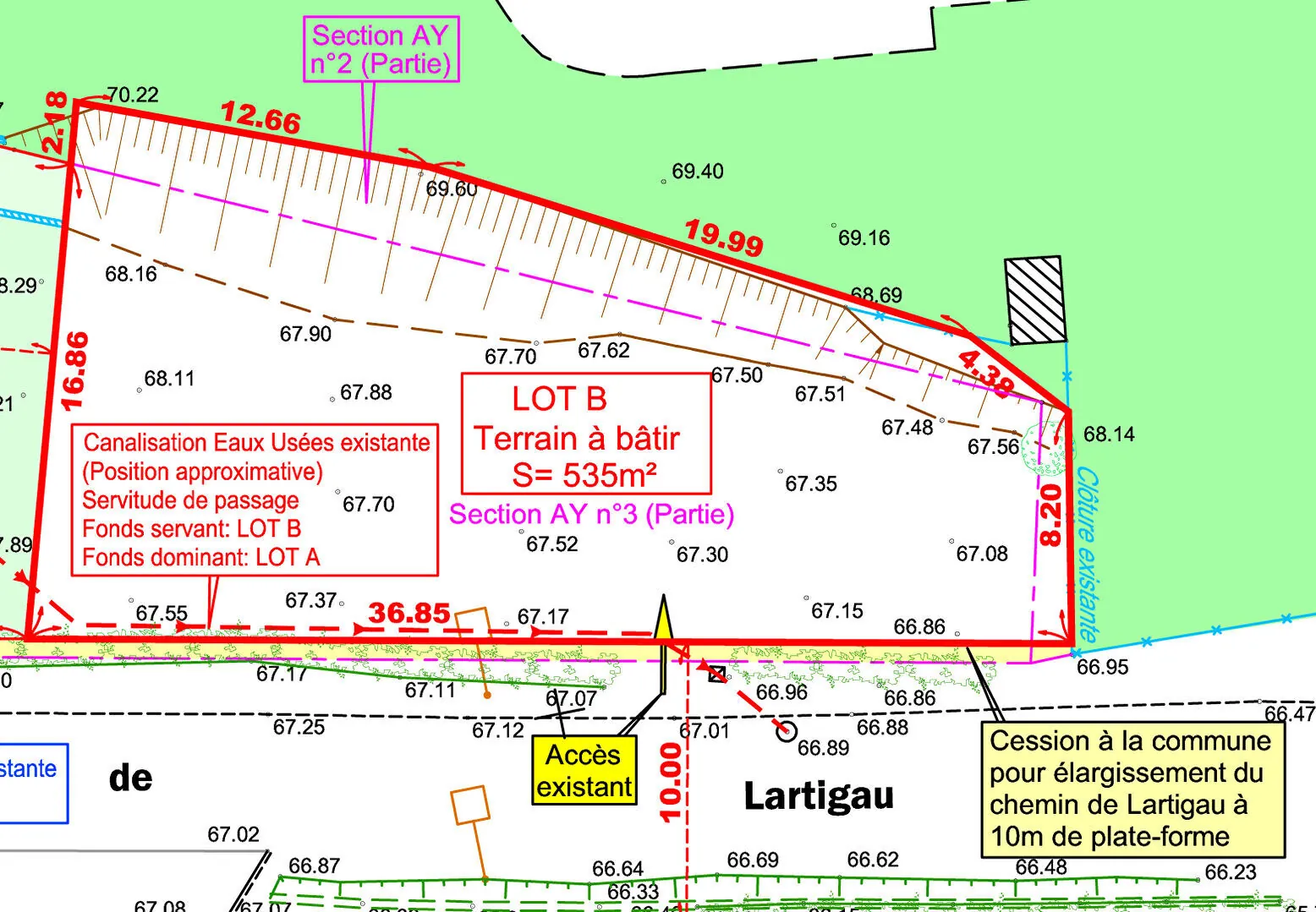 Terrain constructible de 535 m² avec vue montagne à Bassussarry 
