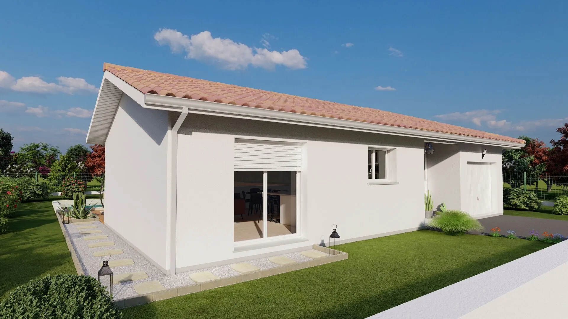 Maison en L Lisbonne avec 3 chambres et garage à Annesse-Et-Beaulieu 