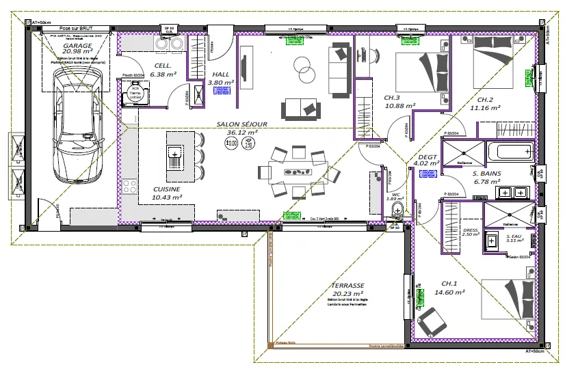 Maison neuve 3 chambres avec terrasse couverte et garage à Laluque 