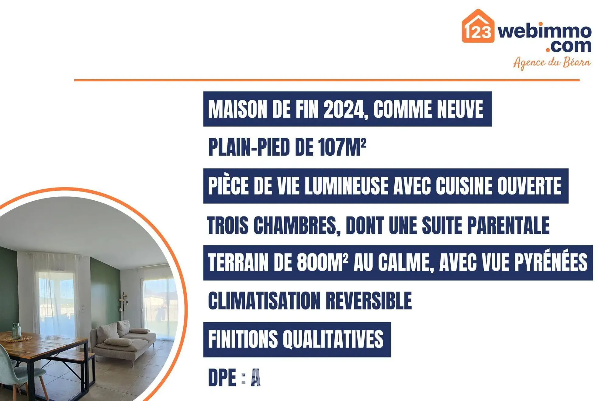 Maison neuve de 107m² avec vue sur Pyrénées à Nay - Construction 2024 