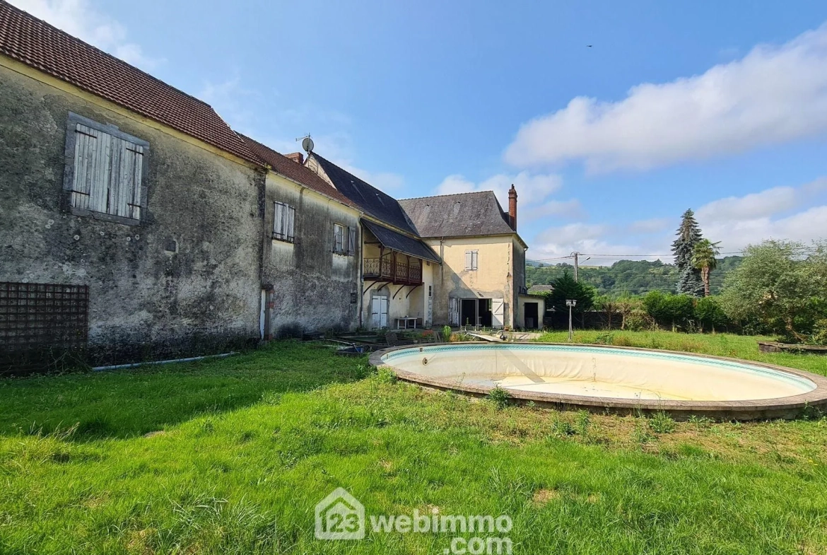 Belle propriété à Montaut avec vue sur les Pyrénées, grand terrain et potentiel de rénovation 