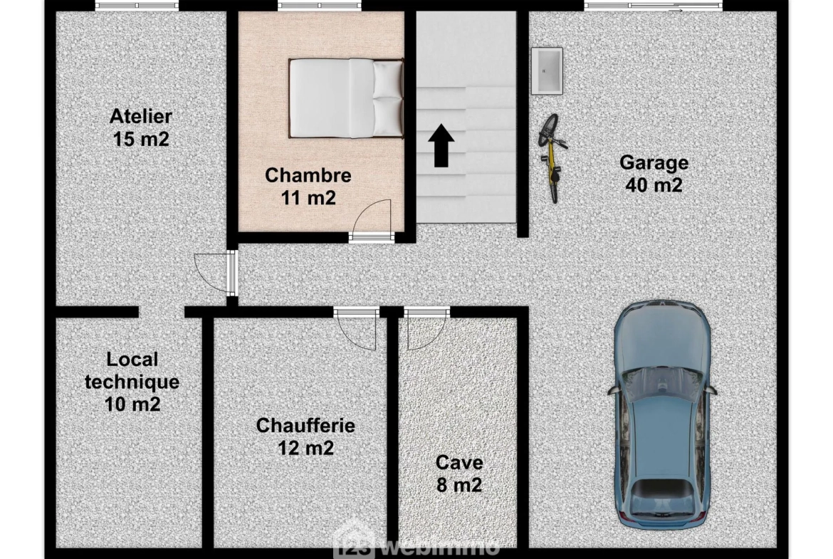 Maison plain-pied avec sous-sol à Bignoux sur terrain de 2187 m² 