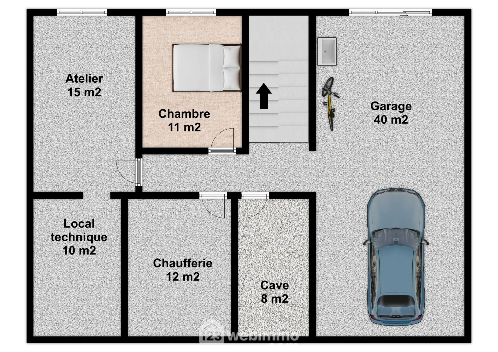 Maison plain-pied avec sous-sol à Bignoux sur terrain de 2187 m² 