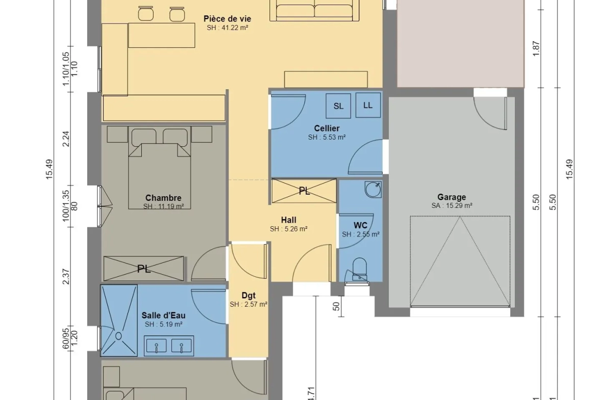 Maison moderne à Orthevielle avec 3 chambres, grand séjour lumineux et garage 