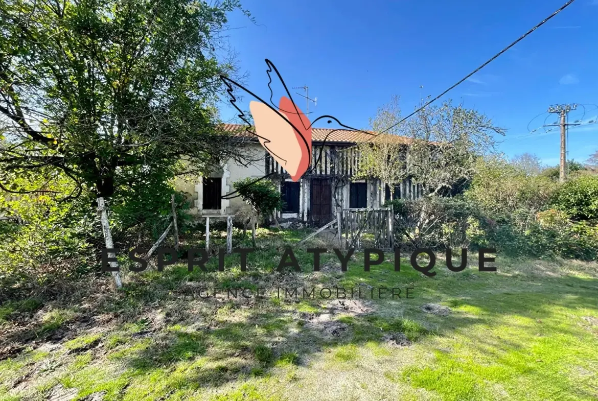 Maison authentique à rénover avec grand airial en Landes à Solférino 