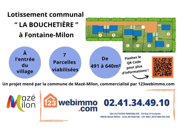 Terrain constructible à Mazé-Milon de 641m², proche commodités, parfait pour construire votre maison