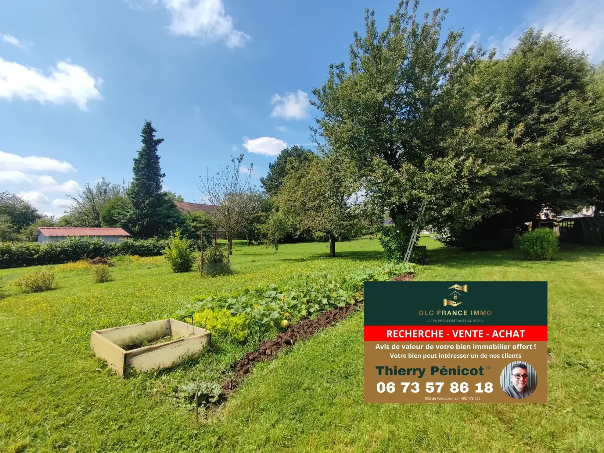 Très beau terrain constructible de 1200 m² à Vieux-Reng, proche Maubeuge 