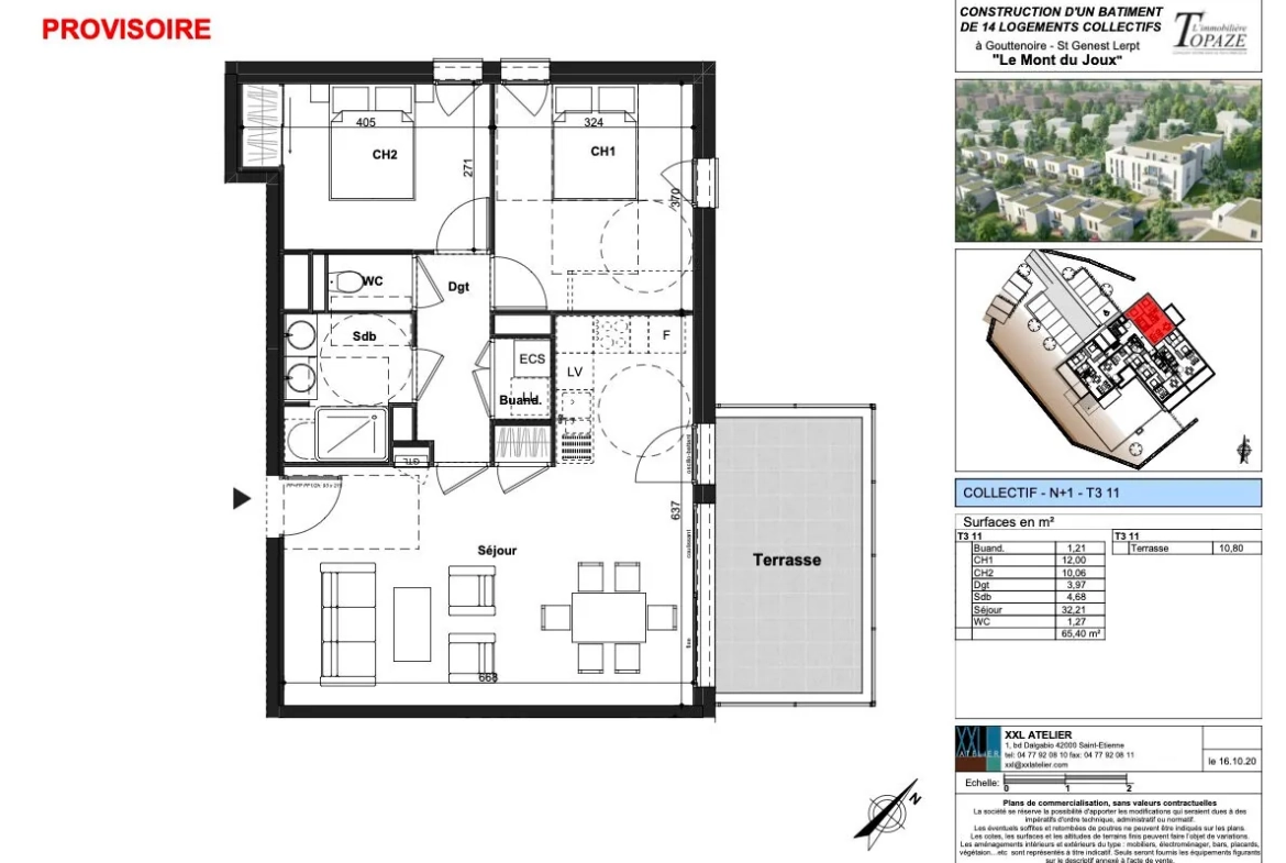 Appartement T3 neuf avec terrasse de 11 m² à Saint-Genest-Lerpt 