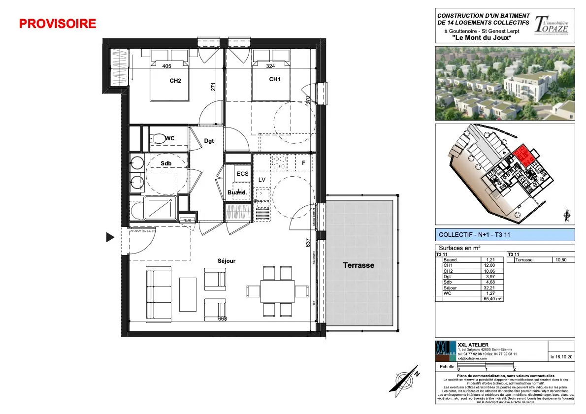 Appartement T3 neuf avec terrasse de 11 m² à Saint-Genest-Lerpt 