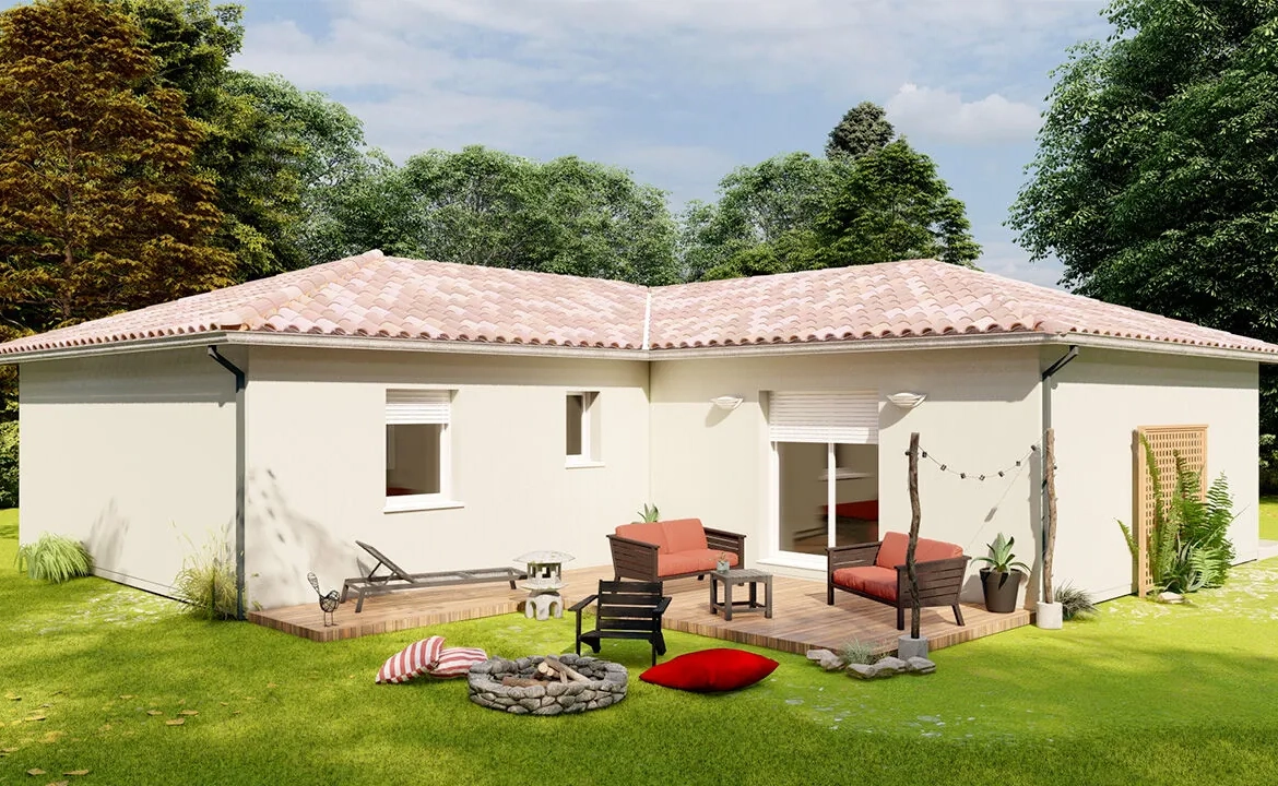 Maison neuve en L avec 3 chambres et garage à Saint-Maurice-Les-Brousses 