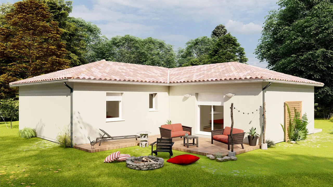 Maison neuve en L avec 3 chambres et garage à Saint-Maurice-Les-Brousses 