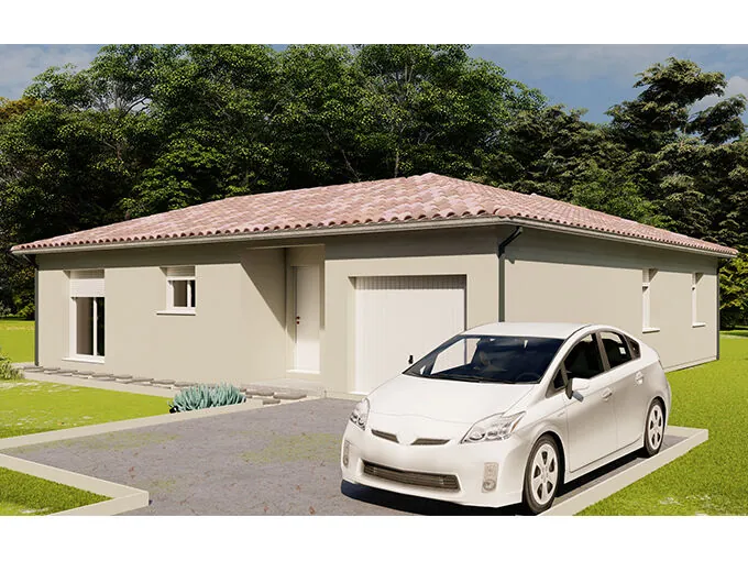 Maison neuve en L avec 3 chambres et garage à Saint-Maurice-Les-Brousses 