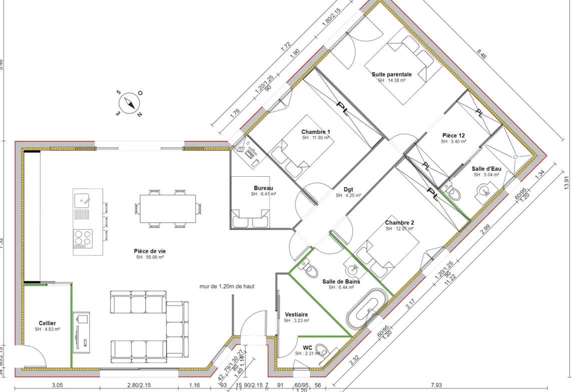 Maison individuelle moderne de 135m² à Marmande, idéalement conçue avec suite parentale et garage 