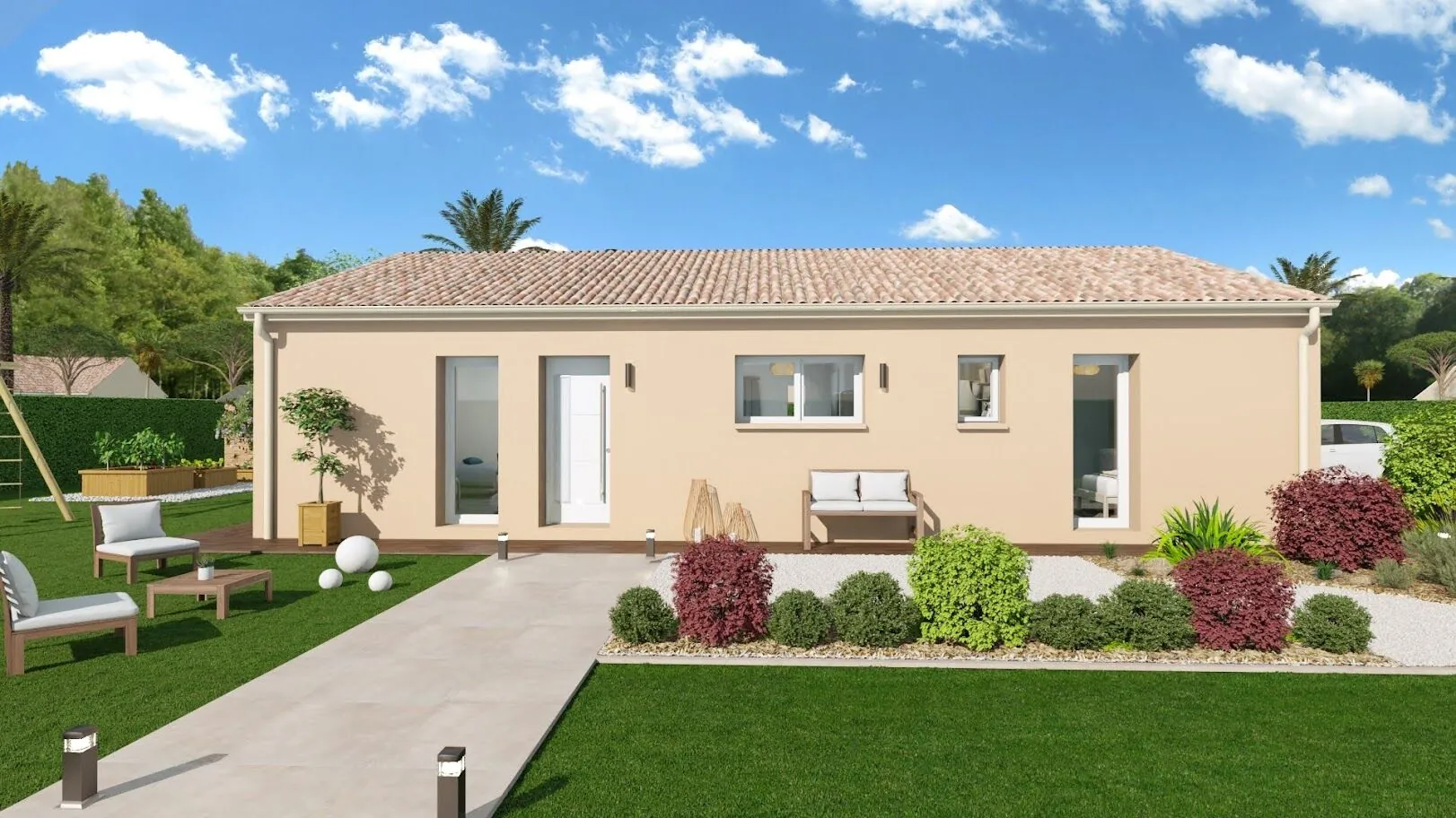 Maison basse consommation avec 3 chambres et jardin privatif à Bellebat 