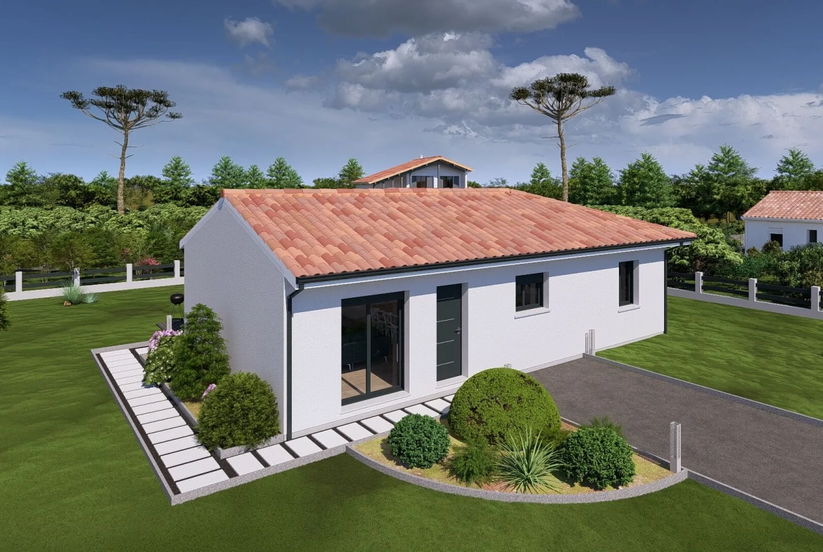 Maison neuve en L de 90m² à Saint-Michel-Escalus avec terrasse et 3 chambres 