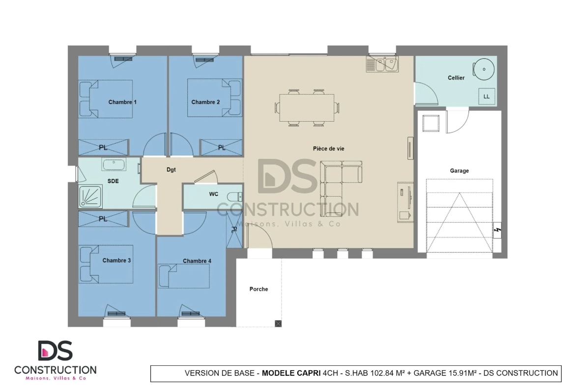 Maison neuve Capri 102 m² avec 4 chambres à Availles-en-Châtellerault - Confort et modernité 