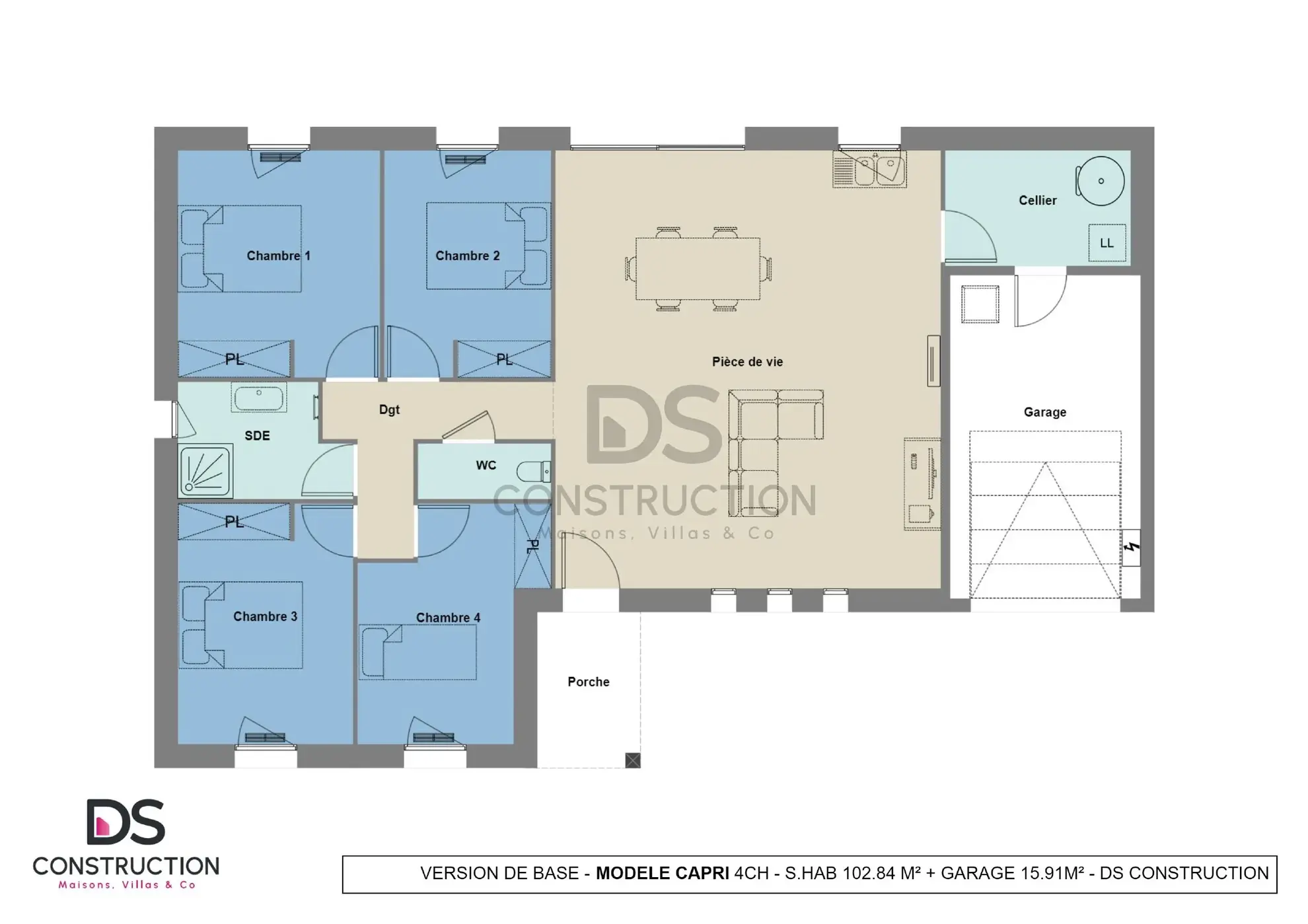 Maison neuve Capri 102 m² avec 4 chambres à Availles-en-Châtellerault - Confort et modernité 