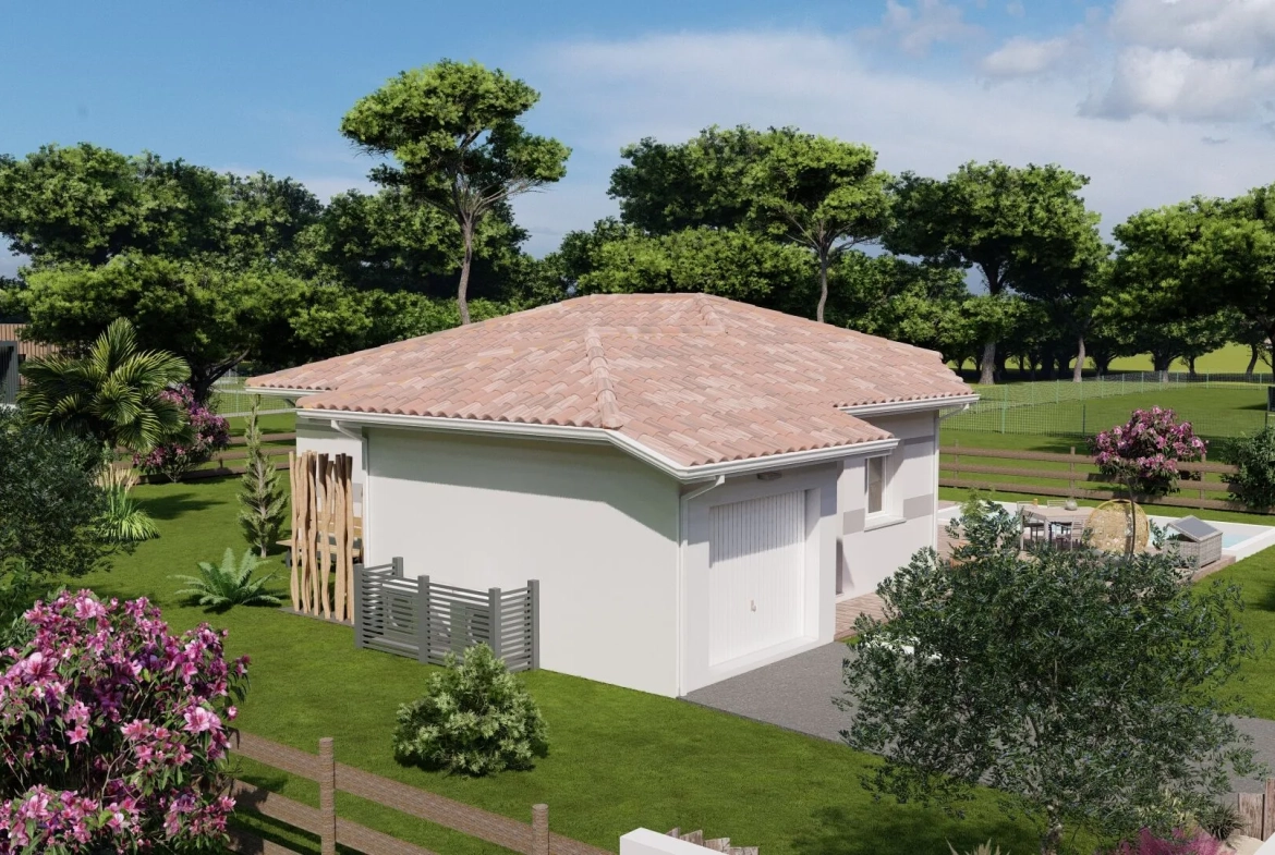 Maison neuve à Gabarret avec 2 chambres et garage, terrain 700 m² 