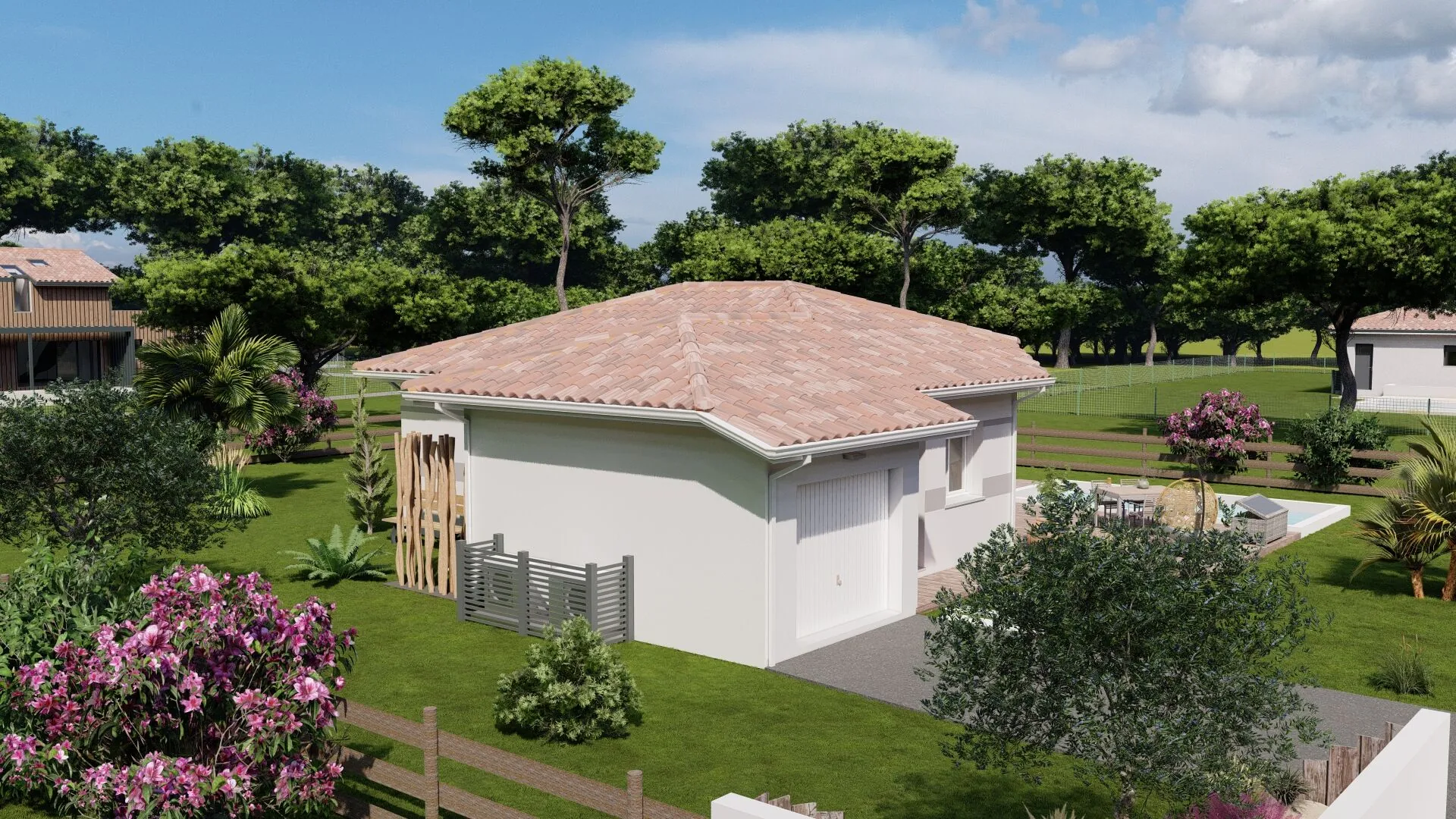 Maison neuve à Gabarret avec 2 chambres et garage, terrain 700 m² 