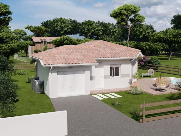Maison neuve à Gabarret avec 2 chambres et garage, terrain 700 m²