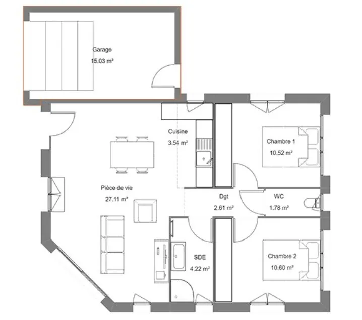 Terrain constructible de 560 m² et maison de 60 m² à Saint-Sever - Résidence calme et proche des services 