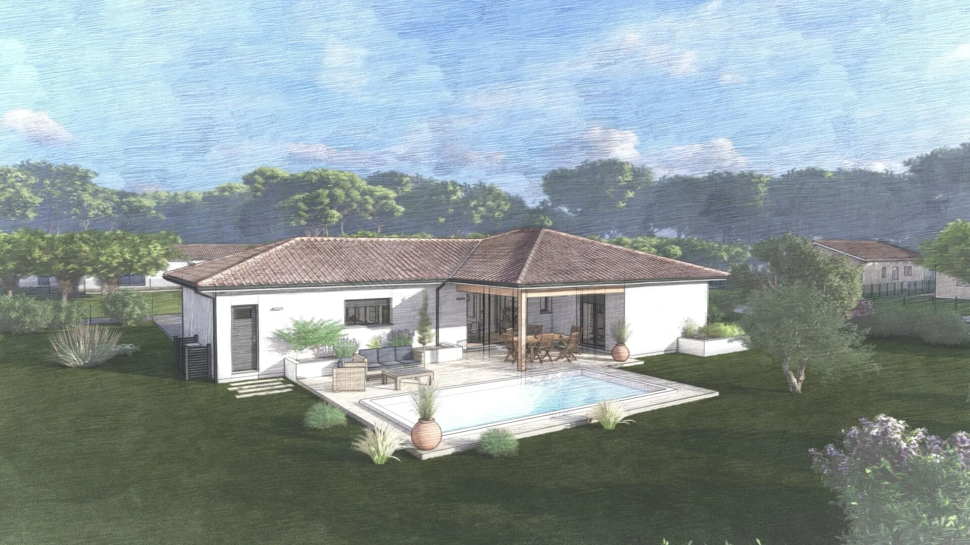 Maison neuve 3 chambres avec garage à Tethieu près de Dax 