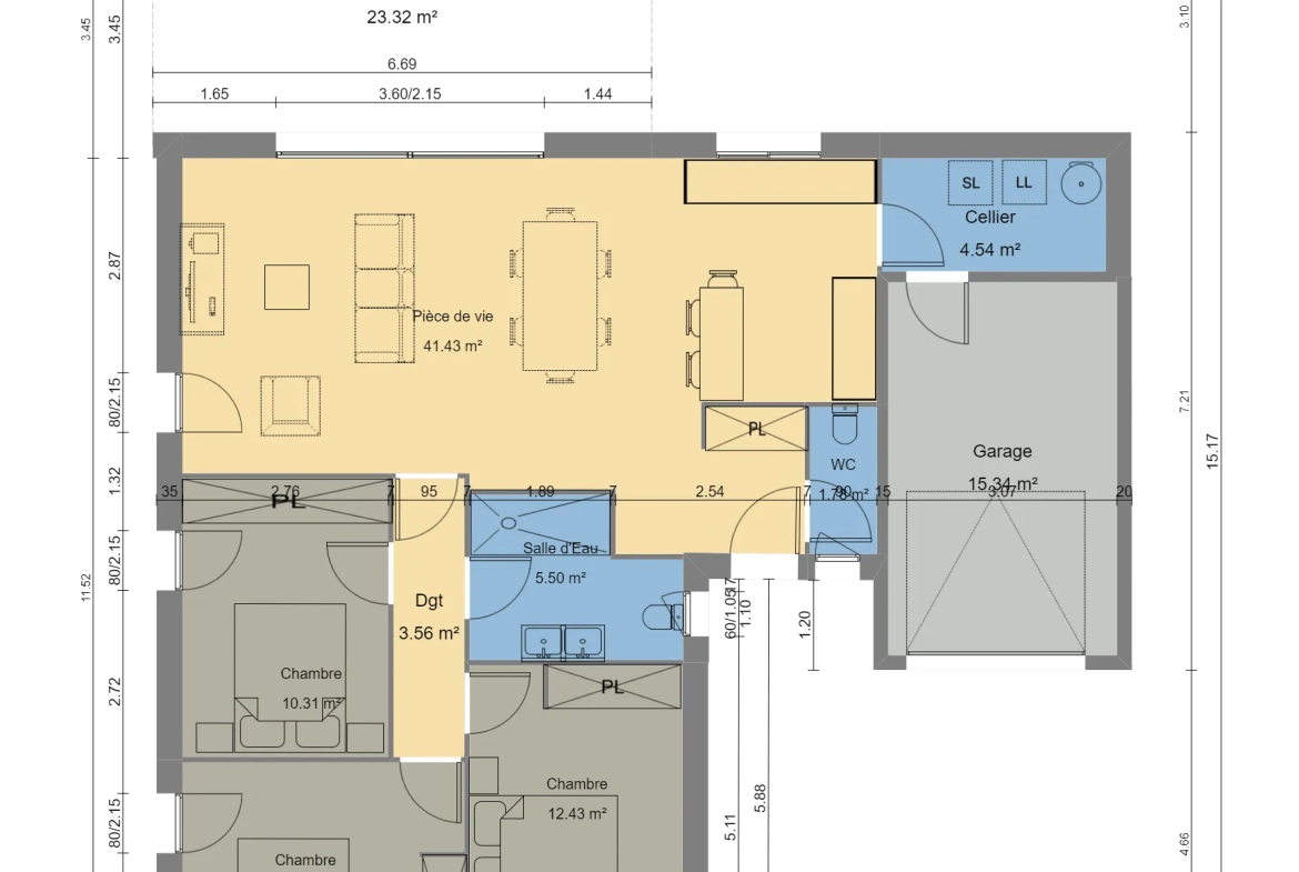 Maison neuve de 91 m² avec terrasse et garage à Pontonx-sur-l'Adour 