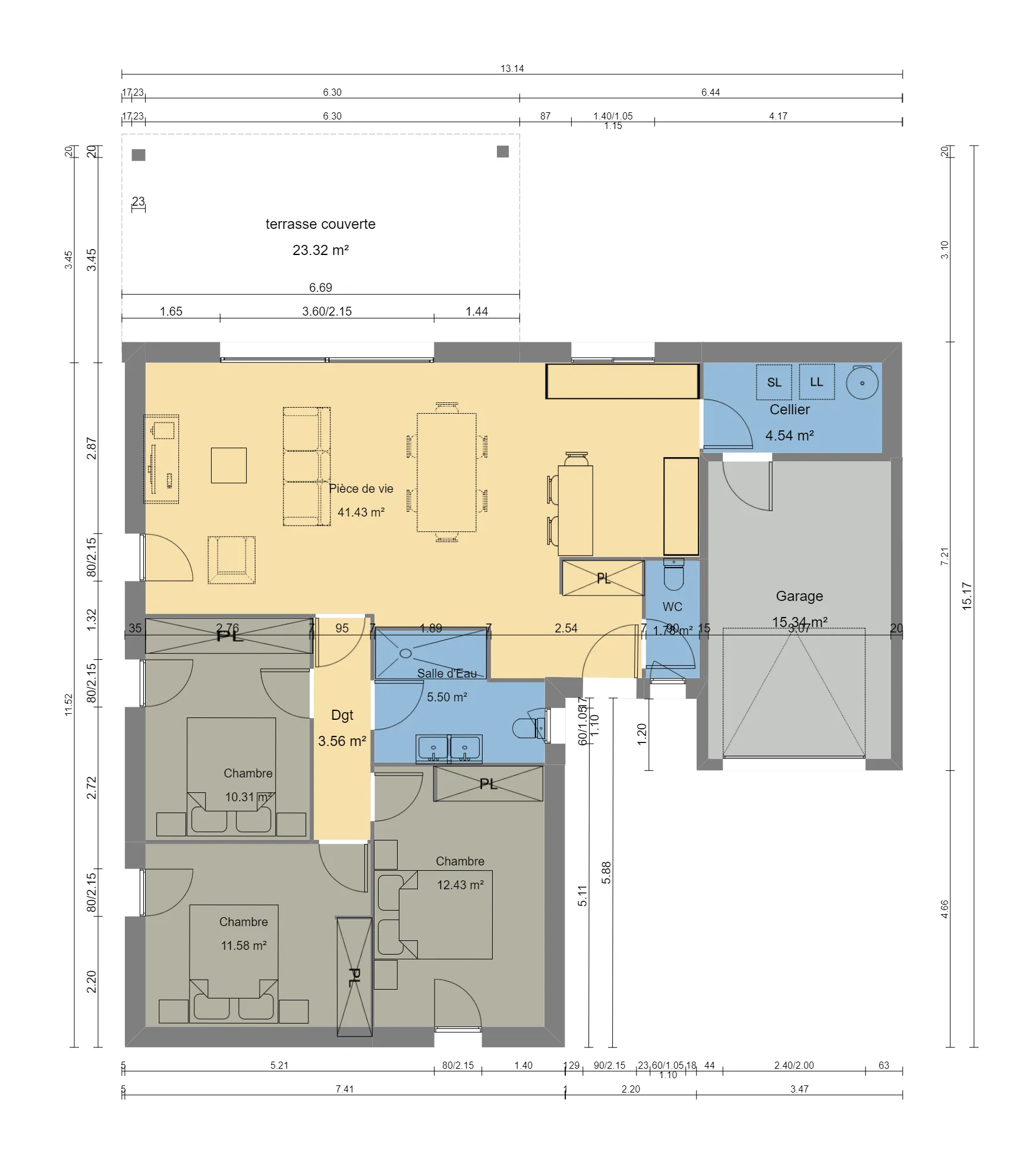 Maison neuve de 91 m² avec terrasse et garage à Pontonx-sur-l'Adour 