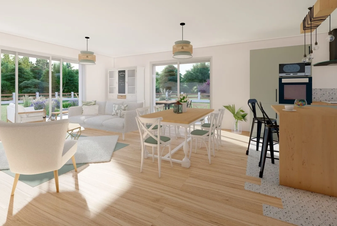 Villa neuve de 95m² avec 3 chambres, garage à Mezos 
