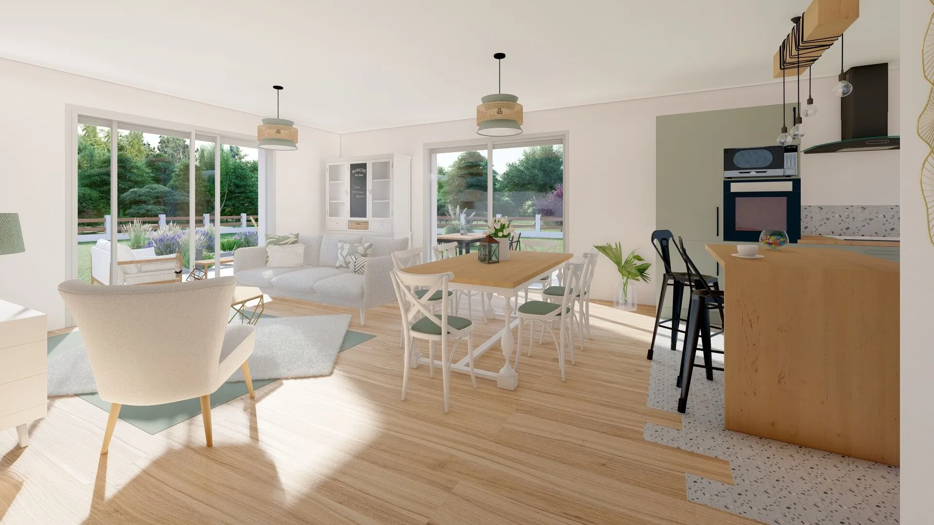 Villa neuve de 95m² avec 3 chambres, garage à Mezos 