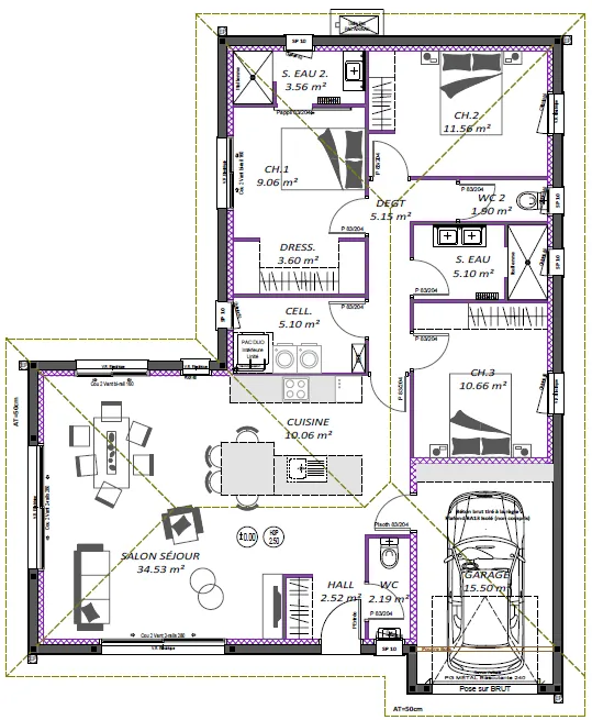 Maison neuve 3 chambres à Lesperon avec garage et terrain de 600 m² 
