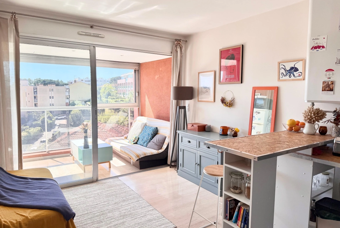 Studio à vendre à Antibes avec vue mer, piscine et cave de 27 m² 