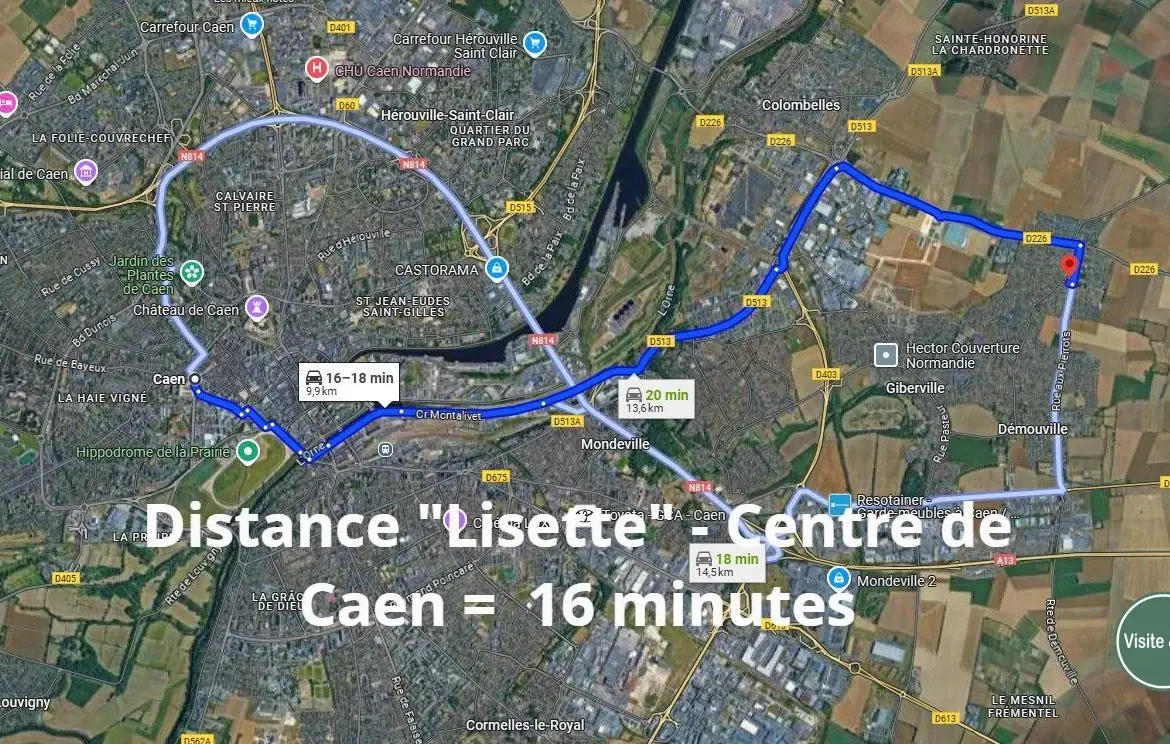 Maison familiale à Cuverville, 2 chambres, garage et jardin au sud 