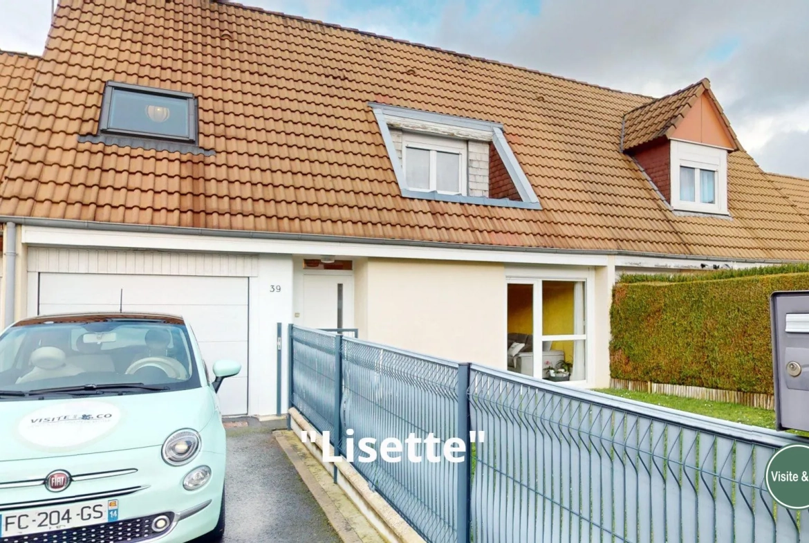 Maison familiale à Cuverville, 2 chambres, garage et jardin au sud 